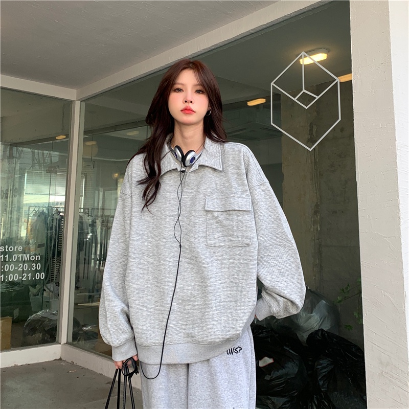 Áo Thun Nữ Dài Tay Cổ Bẻ Thời Trang Hàn