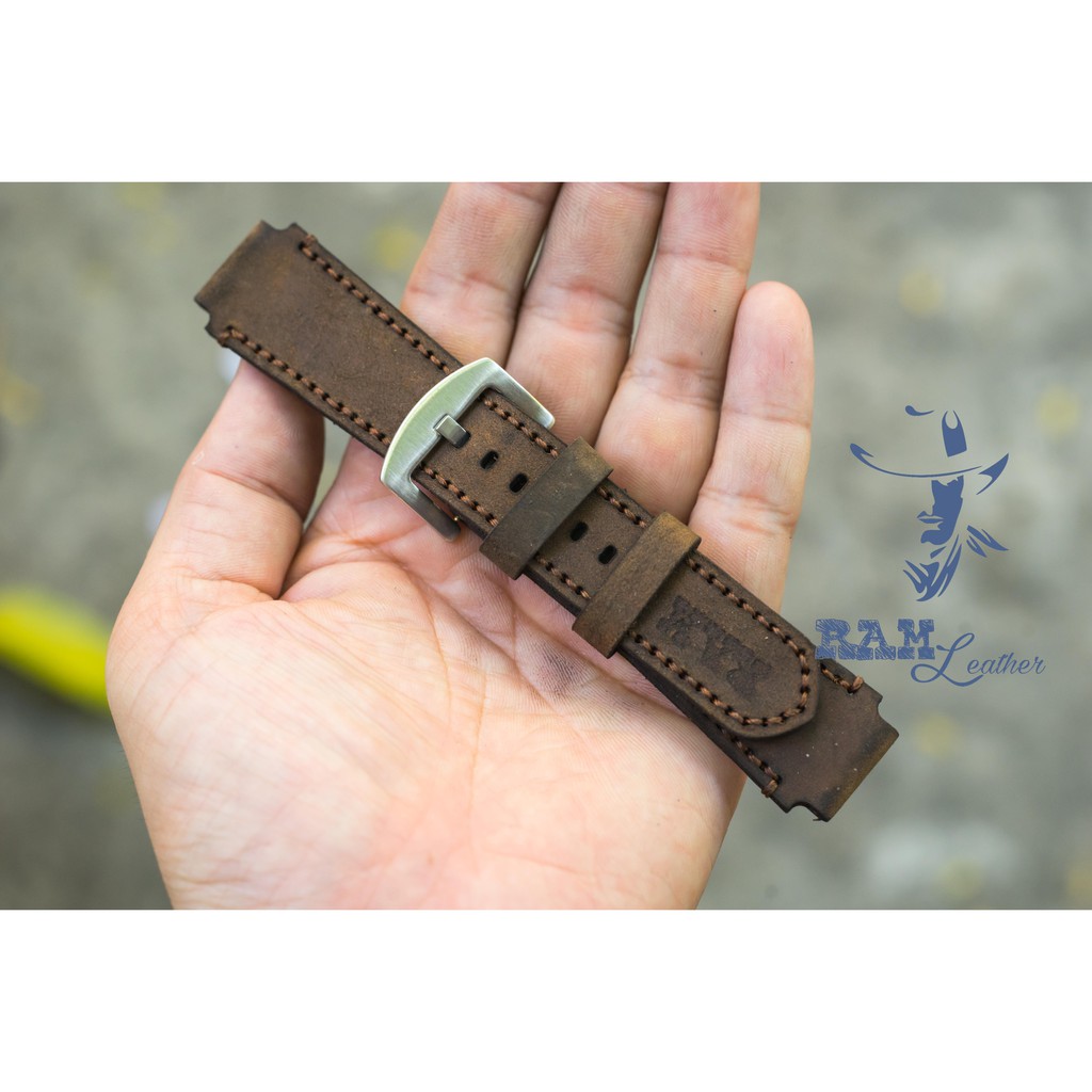 Dây đồng hồ da bò cho casio 1200 , 1300 , 1000 và 18mm RAM Leather  - tặng khóa chốt và cây thay dây