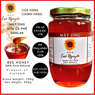 Mật ong nguyên chất hoa cà phê hoa cao nguyên 700g/500g - đạt chuẩn xuất khẩu