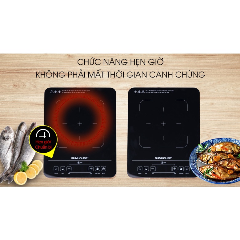 Bếp Hồng Ngoại Cảm Ứng Sunhouse SHD6015 SHD6017 - Tặng Kèm Vỉ Nướng - Hàng Chính Hãng