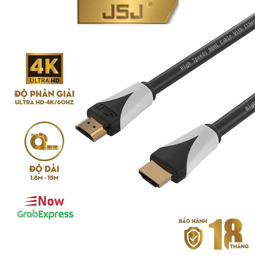 Dây HDMI bản 2.0 full HD JSJ JB-H400 dài 10 mét đến 15 mét cáp HDMI chất lượng hình ảnh sắc nét lên tới 4K 3D IMAX