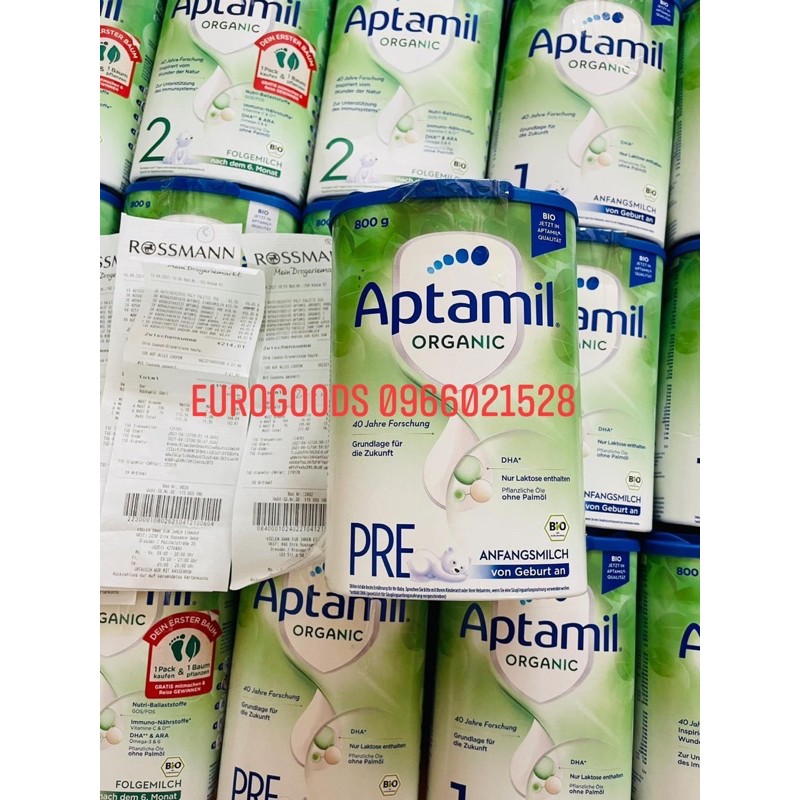 Sữa Aptamic Đức ⚡ HÀNG CHUẨN ⚡ Sữa Aptamil Organic Đức Số 1, 2 Hộp 800g Phát Triển Toàn diện cho bé [ Hàng Air]