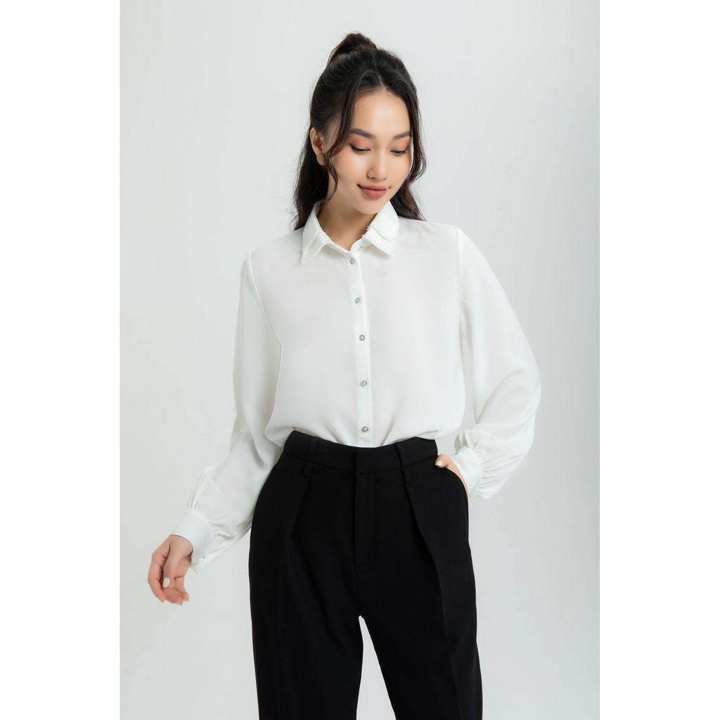 [NHẬP WABRTL5 GIẢM 10% TỐI ĐA 50K ĐH 250K ]Áo sơ mi cổ viền ngọc nữ IVY moda MS 17M6240