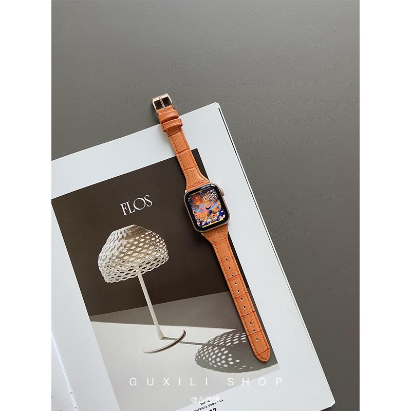 Dây Đeo Tay Bằng Da Cá Sấu 8 Màu Thời Trang Cho Đồng Hồ Thông Minh Apple Watch Series 6 5 3 4 2 Se Iwatch 38mm 40mm 42mm 44mm T500