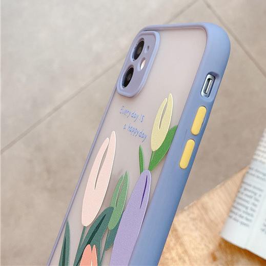 Ốp lưng iPhone  7 Plus 8 Plus 7 8 X Xs Xr XsMax iPhone 11 11 Pro 11 Promax mẫu nhám hoa Tulip cực xinh chỉ shop bán