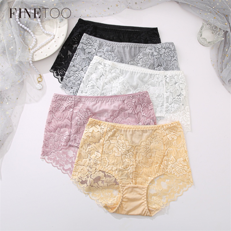 Quần lót TAKETALK mềm mại phối ren lưng cao có size lớn M-3XL dành cho nữ tùy chọn màu sắc