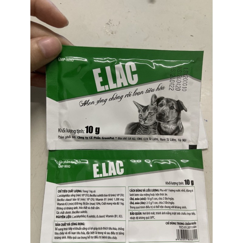Men tiêu hoá cho mèo cho chó Elac 10g -Greenpet / Men sống phòng rối loạn tiêu hoá cho chó mèo 10g