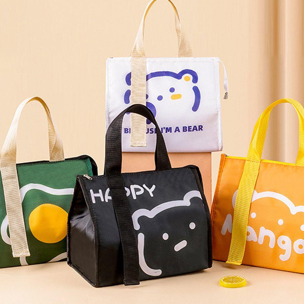 Preston Túi Đựng Hộp Cơm Trưa Xách Tay Di Động Dày Dặn Chống Nước Họa Tiết Hoạt Hình Có Dây Ruy Băng Dài Cách Nhiệt Cho Bé Gái
