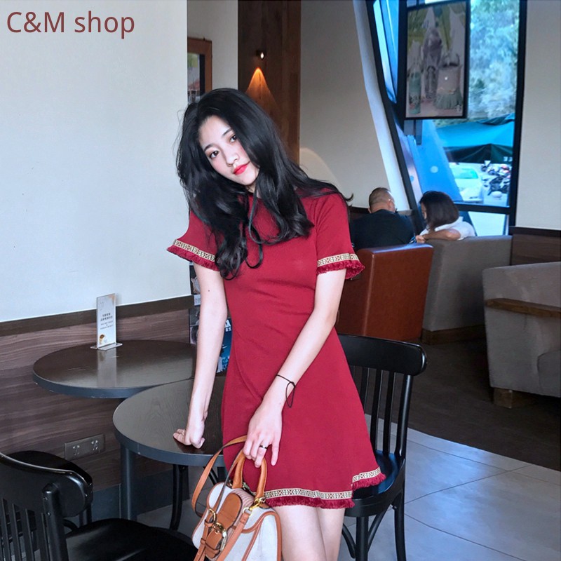 Váy bút chì Đầm tay ngắn kiểu dáng quyến rũ phong cách retro