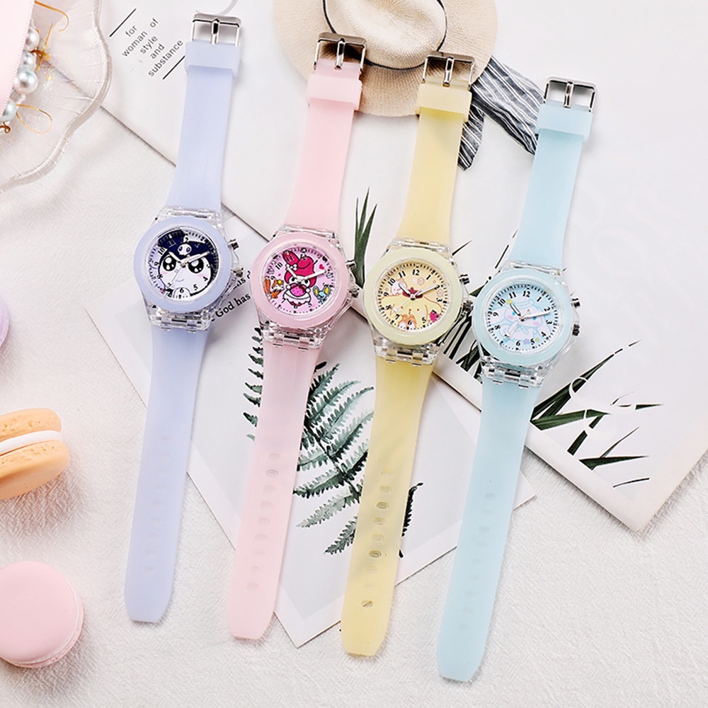 Đồng Hồ Đeo Tay Phát Sáng Hình Hoạt Hình Disney Stellalou Linabell Melody Hello Kitty Nhiều Màu Cho Trẻ Em