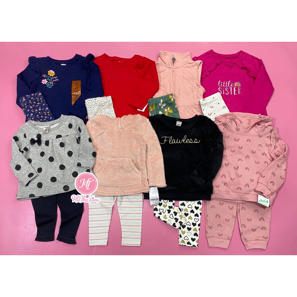 Set 2 món C'4RT£R áo thun và quần dài bé gái