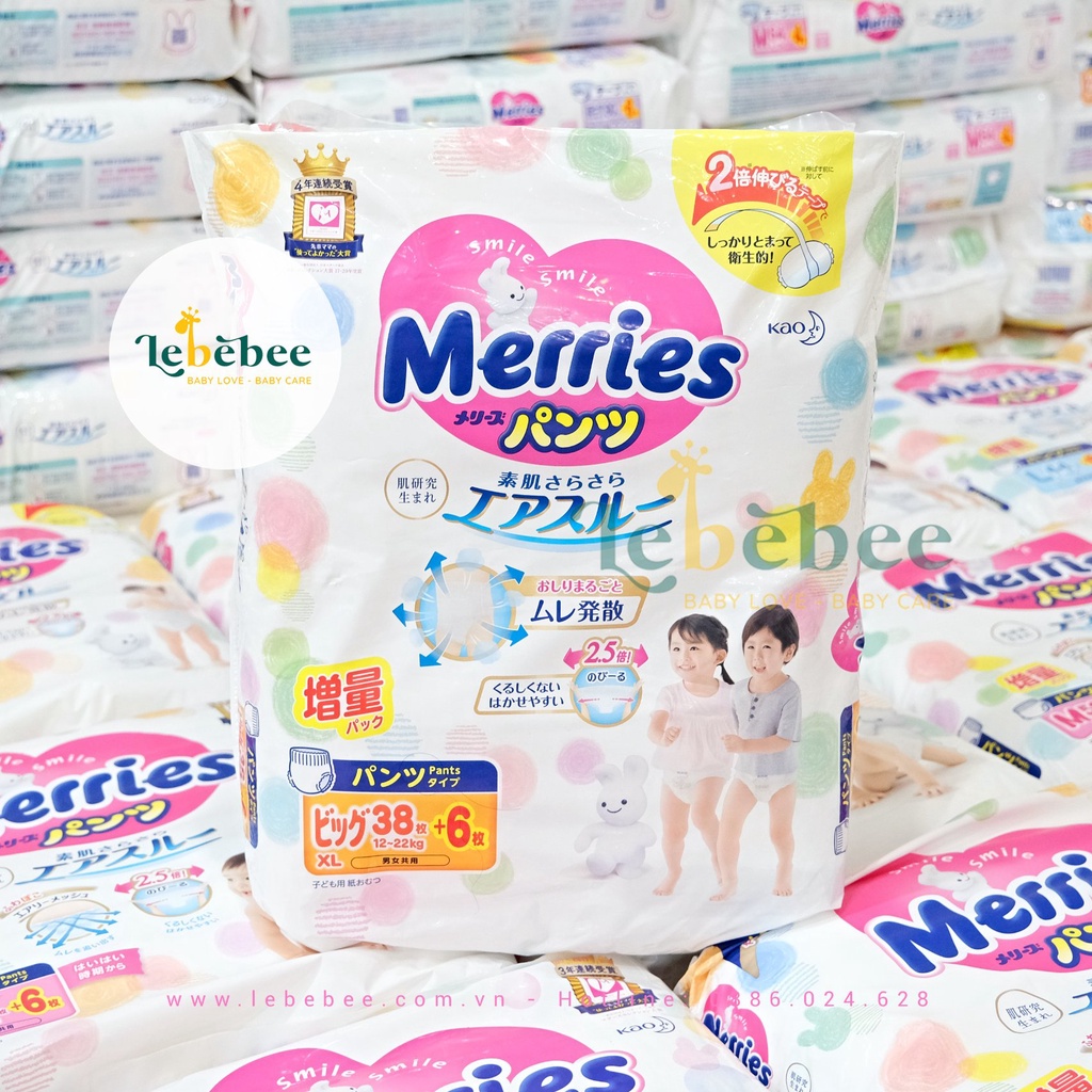 Bỉm Merries nội địa Nhật cho bé S88/M68/L58/L50/XL44/XXL28