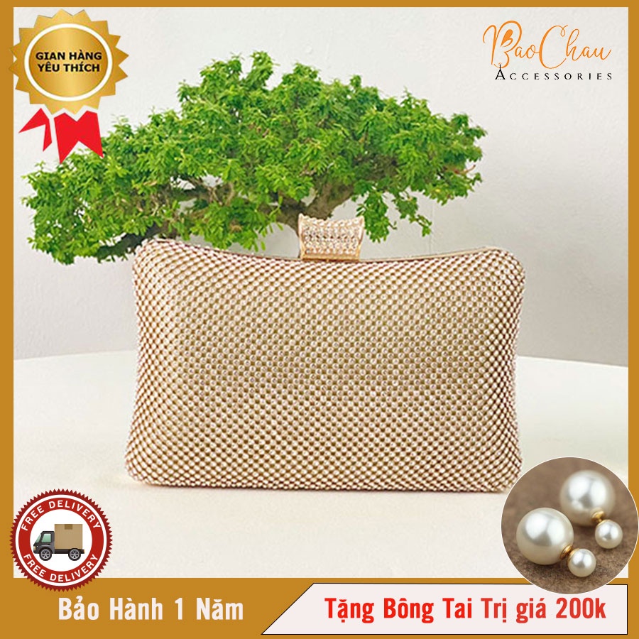 Ví Nữ Đi Tiệc Đính Đá Pha Lê - Bảo Châu - Đi Tiệc Cực Sang Phong Cách Hiện Đại Dễ Dàng Phố