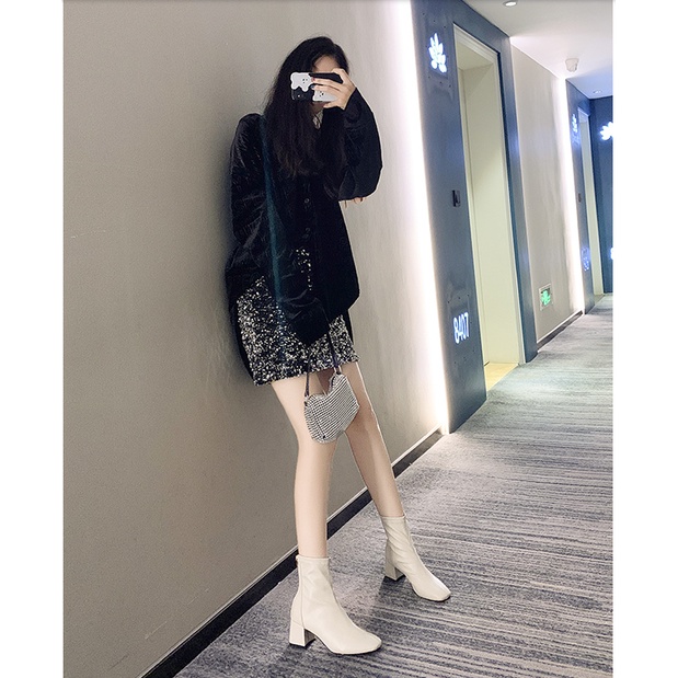 BOOT DA NỮ QUỐC DÂN  MŨI VUÔNG CAO GÓT ULZZANG - KÈM ẢNH FB CUỐI