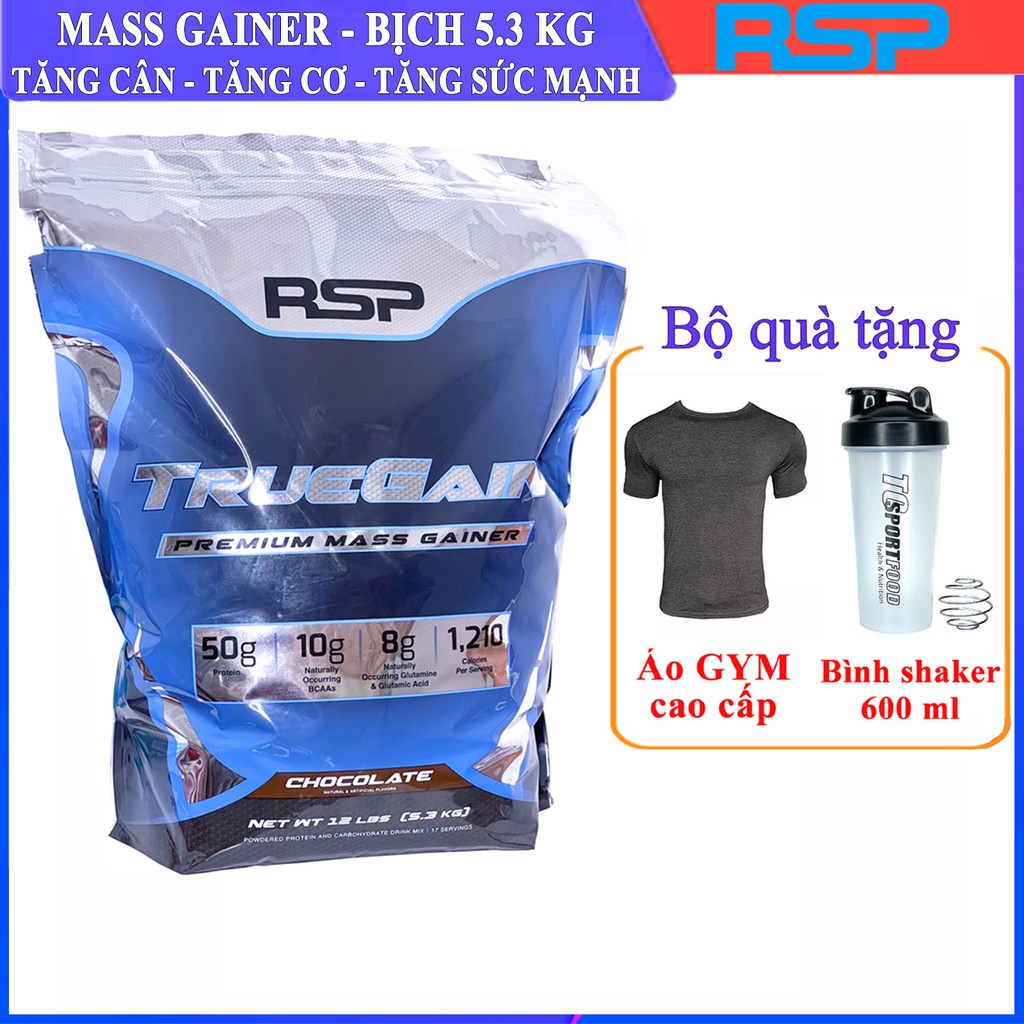 Sữa tăng cân tăng cơ nhanh TrueGain của RSP Nutrition hương Chocolate bịch lớn 5.3kg - Phân phối chính hãng BBT