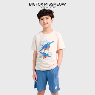 Bộ phông bé trai Bigfox - Miss Meow mùa hè chất cotton mềm mịn họa tiết máy bay size trẻ em 3,4,5,6,7,8,9,10,11 tuổi