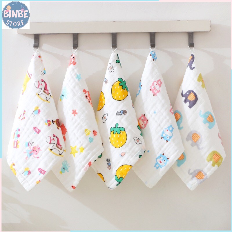 Khăn xô cho bé, khăn sữa 6 lớp size 25*25 mềm mại không xù lông Binbestore