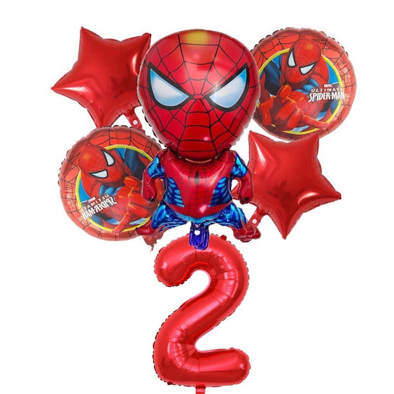 DISNEY Set 6 Bong Bóng Lá Nhôm Hình Người Nhện Kích Thước 32 Inch Trang Trí Tiệc Cho Bé