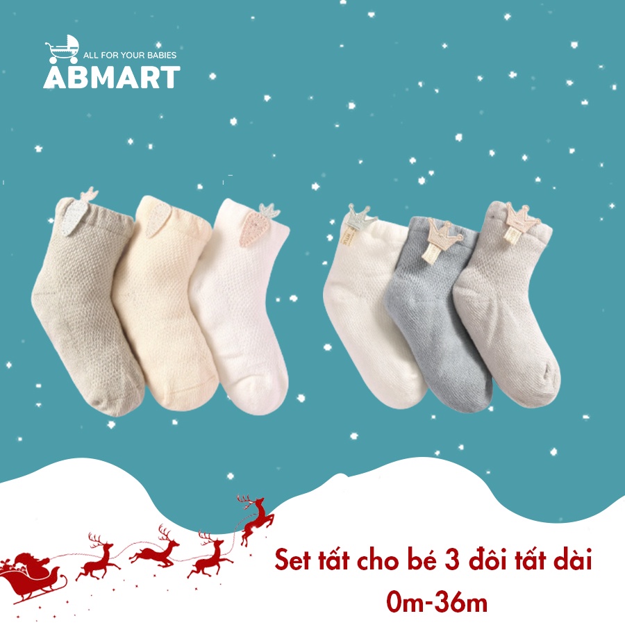 Set tất cho bé 3 đôi tất dài 0m-36m Tobe ABmart 1112