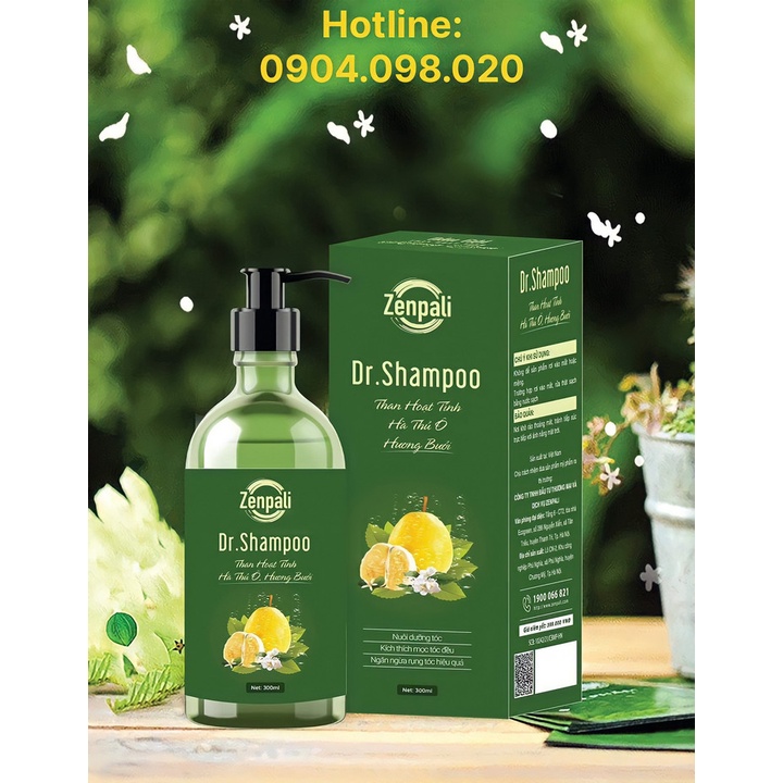 Dầu Gội Kích Thích Mọc Tóc, Giảm Gãy Rụng Dr Shampoo Than Hoạt Tính Zenpali Chính Hãng