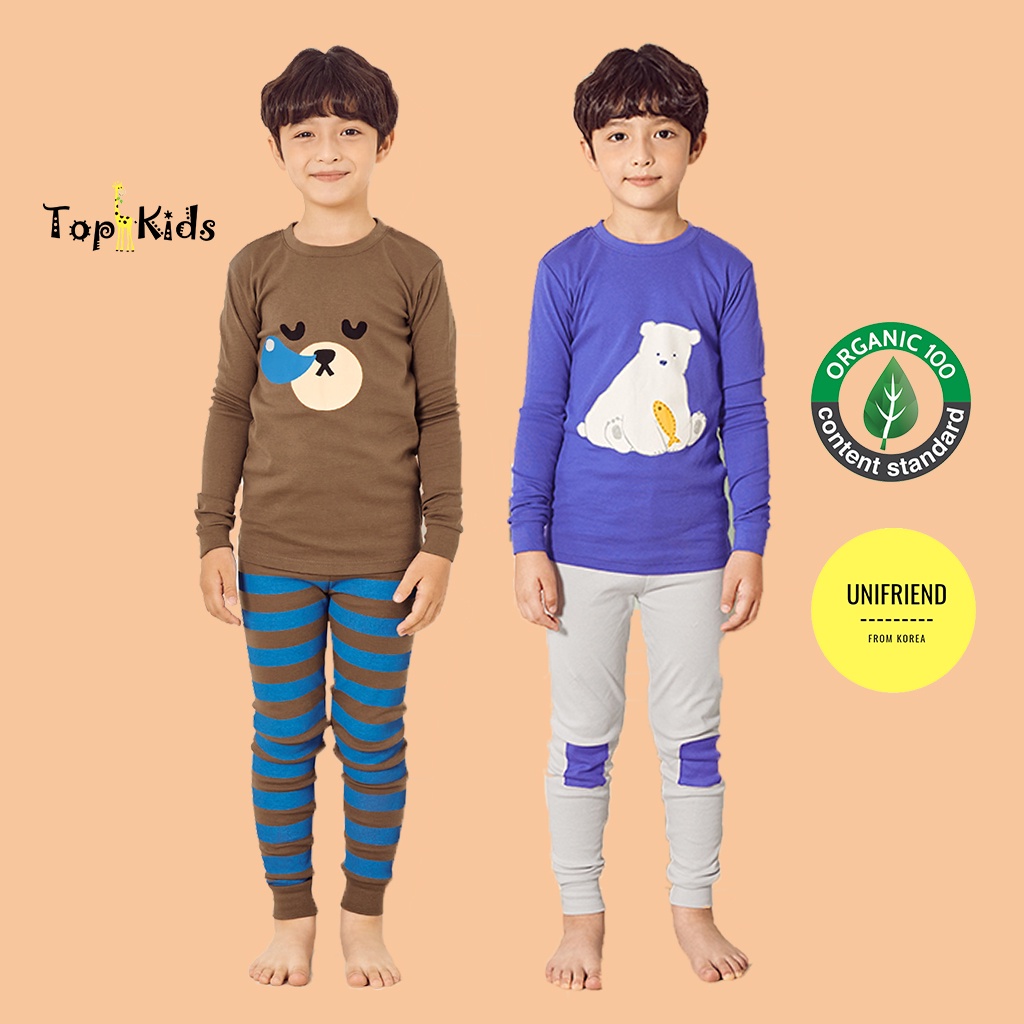 Bộ đồ dài tay thu đông cho bé trai và bé gái Unifriend Hàn Quốc-Topkid 10-40kg