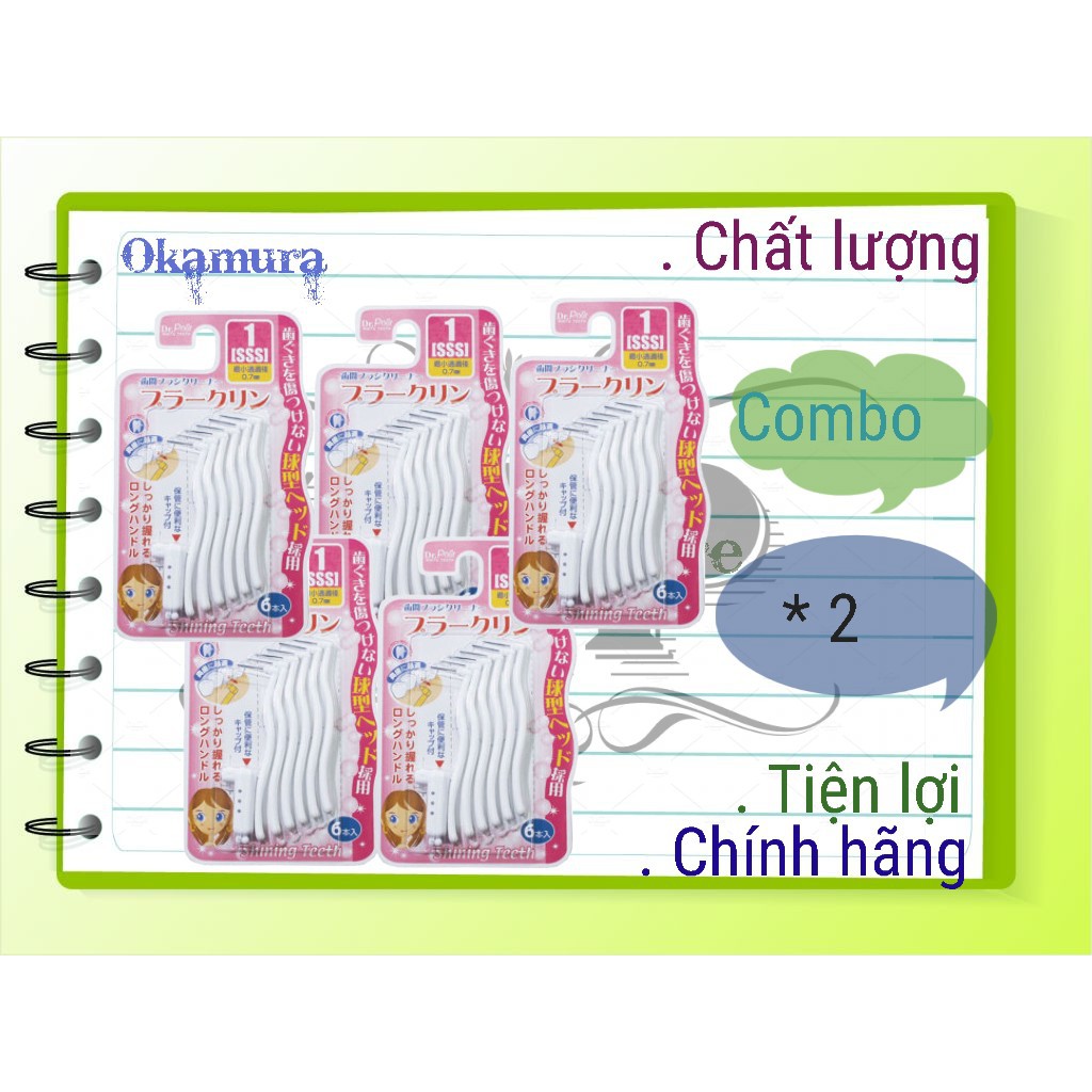 Okamura - Combo 10 vỉ bàn chải kẽ răng chất lượng Nhật Bản