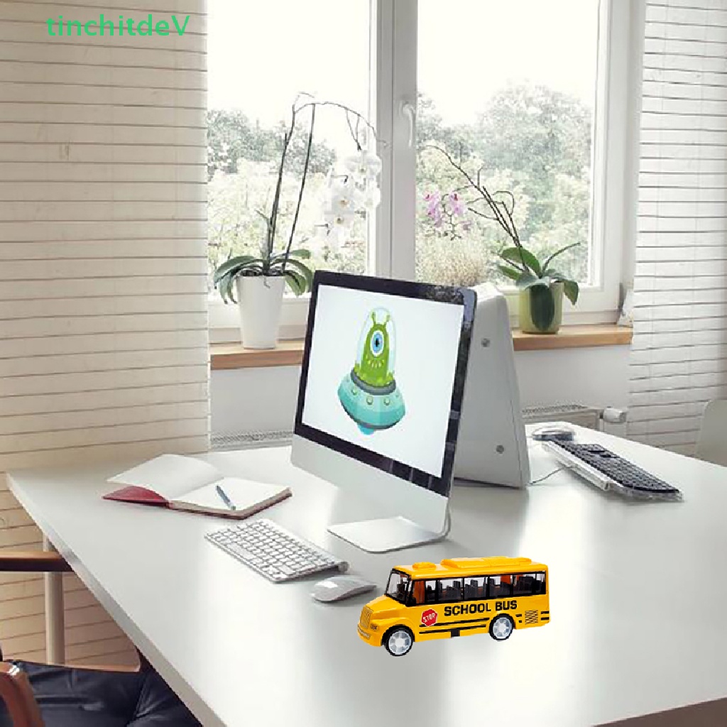 [TinchitdeV] Đồ Chơi Xe Buýt Đi Học Mô Phỏng Xe Buýt Màu Vàng Tinh Tế Với Cơ Chế Kéo Lại [