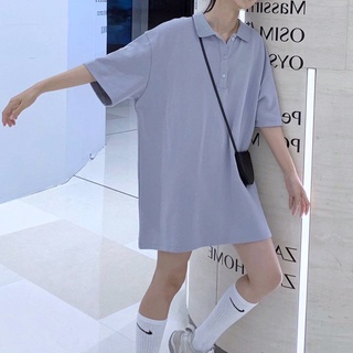 Đầm polo thun form suông xanh biển cá tính thoải mái