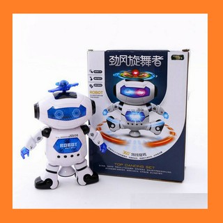 Robot xoay 360 độ có nhạc và đèn - robot biết nhảy và múa hát