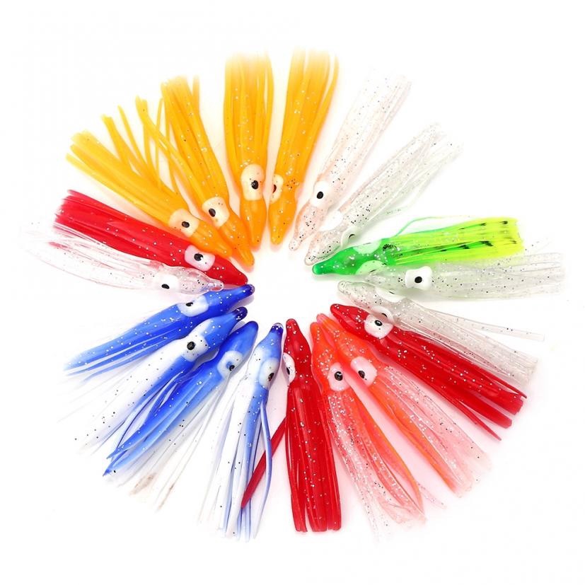 10 Types 20pcs New Useful Mixed Color Squid Skirt Bait Saltwater Soft Sea Fishing Lures