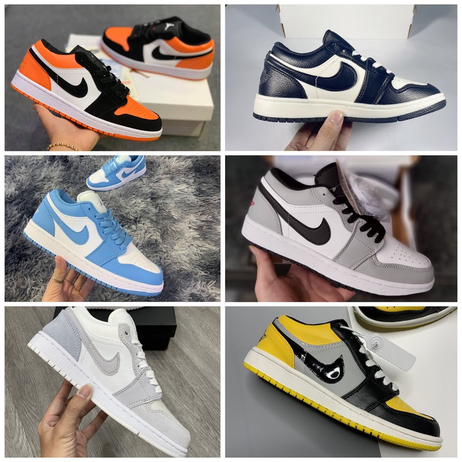 Giày sneaker JD1 thấp cổ, Giày Jordan 1 low xanh dương cổ thấp nam nữ full box bill