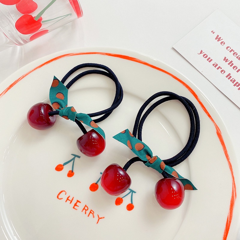Dây Buộc Tóc Cao Su Họa Tiết Quả Cherry Dễ Thương Thời Trang 2022 Cho Bé Gái