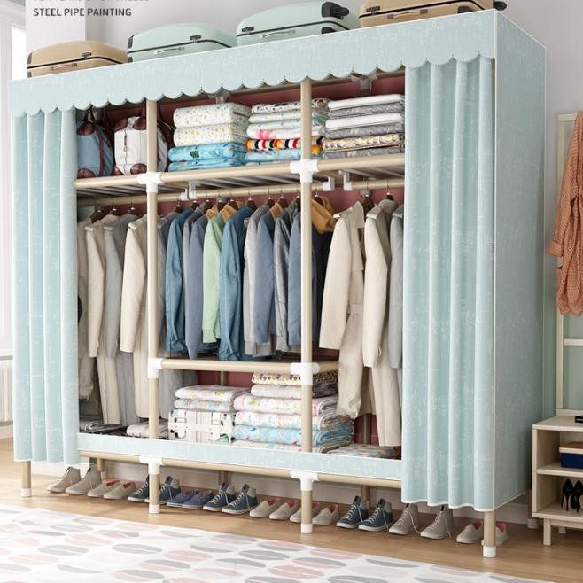 Tủ Vải Kệ Tủ Đựng Quần Áo Metal 3 Buồng Khung Thép Siêu Chắc Chắn