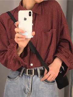 [Order] Sơ mi kẻ ô nhỏ ulzzang oversize