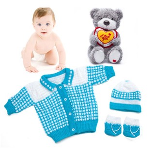 Set áo nón vớ len sơ sinh đến 3 tháng