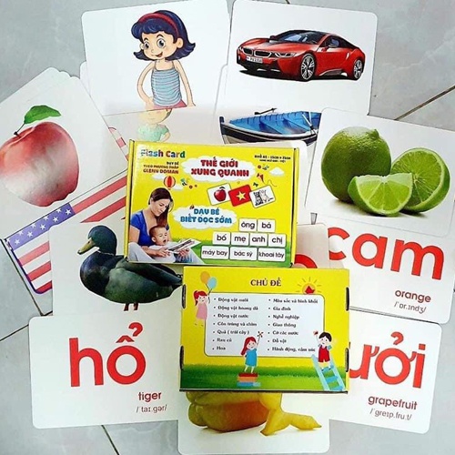 BỘ  THẺ HỌC SONG NGỮ  VIỆT - ANH , ANH -VIỆT CHO BÉ  THẺ HỌC 15/16 CHỦ ĐỀ GLENN DOMAN CHUẨN