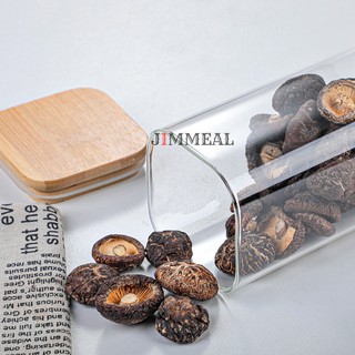 Hũ Thủy Tinh Vuông, Hộp Thủy Tinh Vuông, Lọ Thủy Tinh Vuông Nắp Gỗ Đựng Thực Phẩm, Đồ Khô, Ngũ Cốc