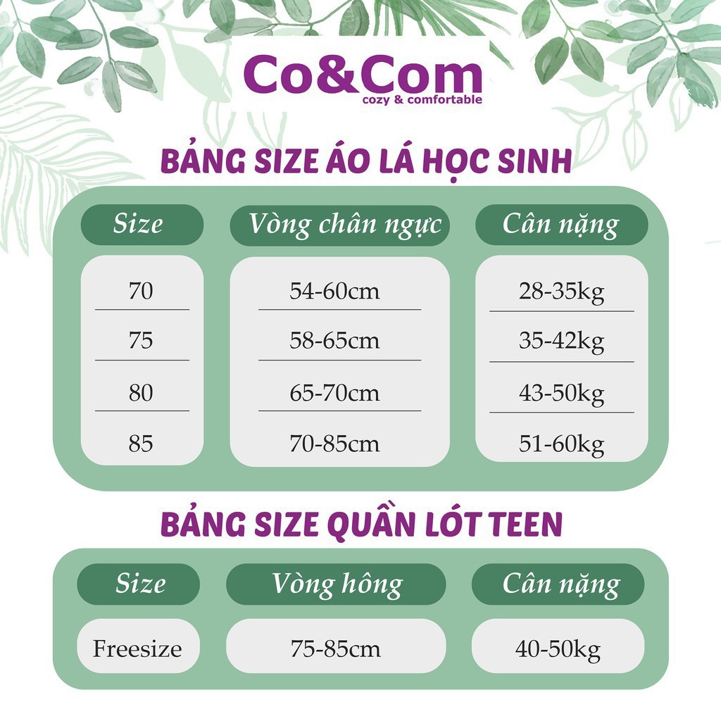 Áo Bra/ Áo Lót Học Sinh Trắng Chấm Bi Nhí Co&Com AL01109, Chất Liệu Cotton Sợi Bông Mềm Mịn, Co Giãn, Kháng Khuẩn