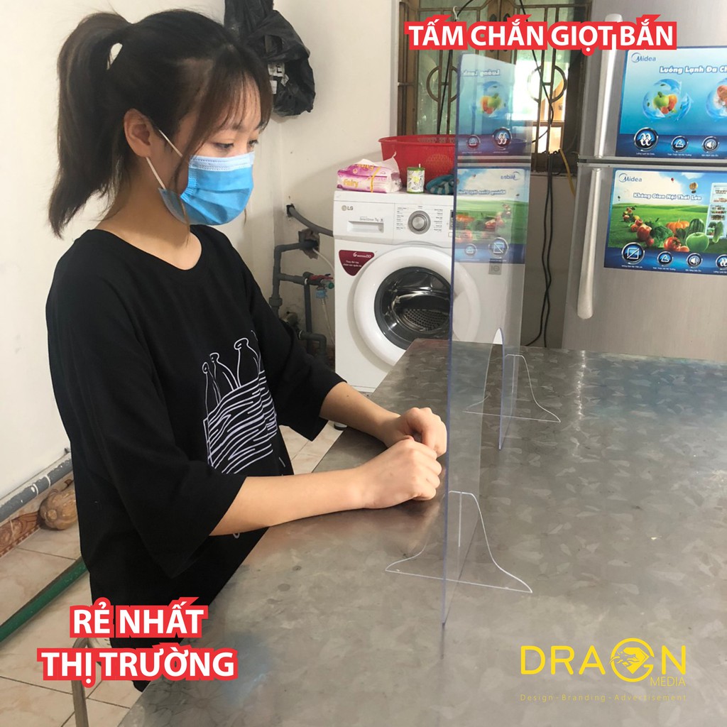 Tấm chắn giọt bắn mica để bàn (Dùng cho quầy thuốc, nhà hàng, quán ăn)