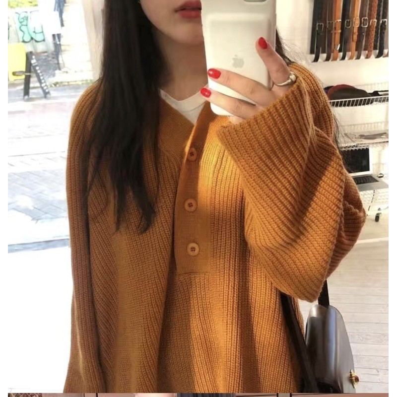 Áo len cổ tim ( 3 cúc áo kèm ảnh thật loại1) | BigBuy360 - bigbuy360.vn