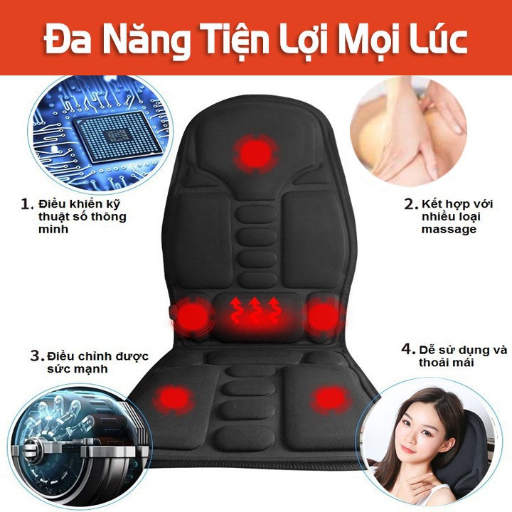 Ghế masage toàn thân, Đệm mát xa toàn thân 8 vùng da cao cấp tạo cảm giác thoải mai khi sử dụng tiện lợi khi di chuyển