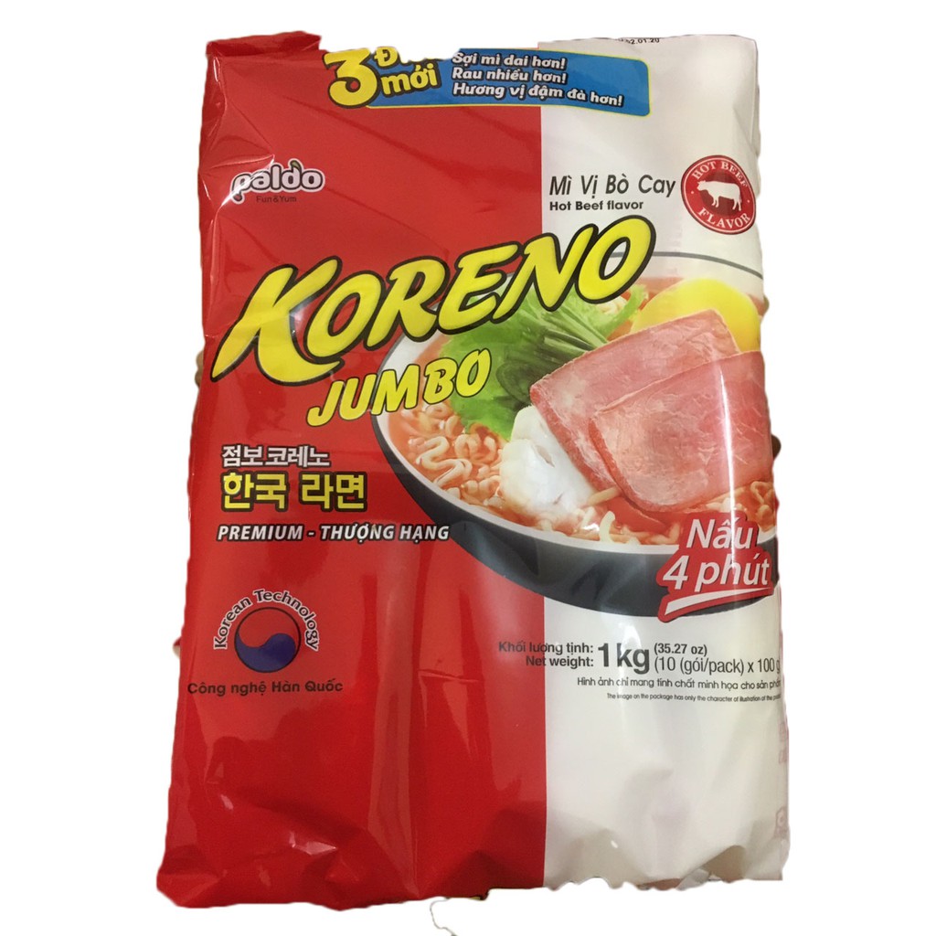 10 GÓI MÌ KORENO HÀN QUỐC 1KG
