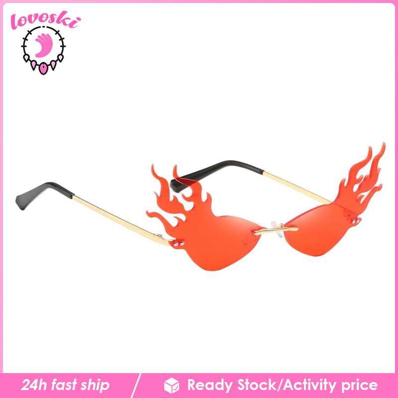[Lovoski] Kính Mát Hình Ngọn Lửa Phong Cách Punk Cho Bữa Tiệc Đường Phố Màu Đen