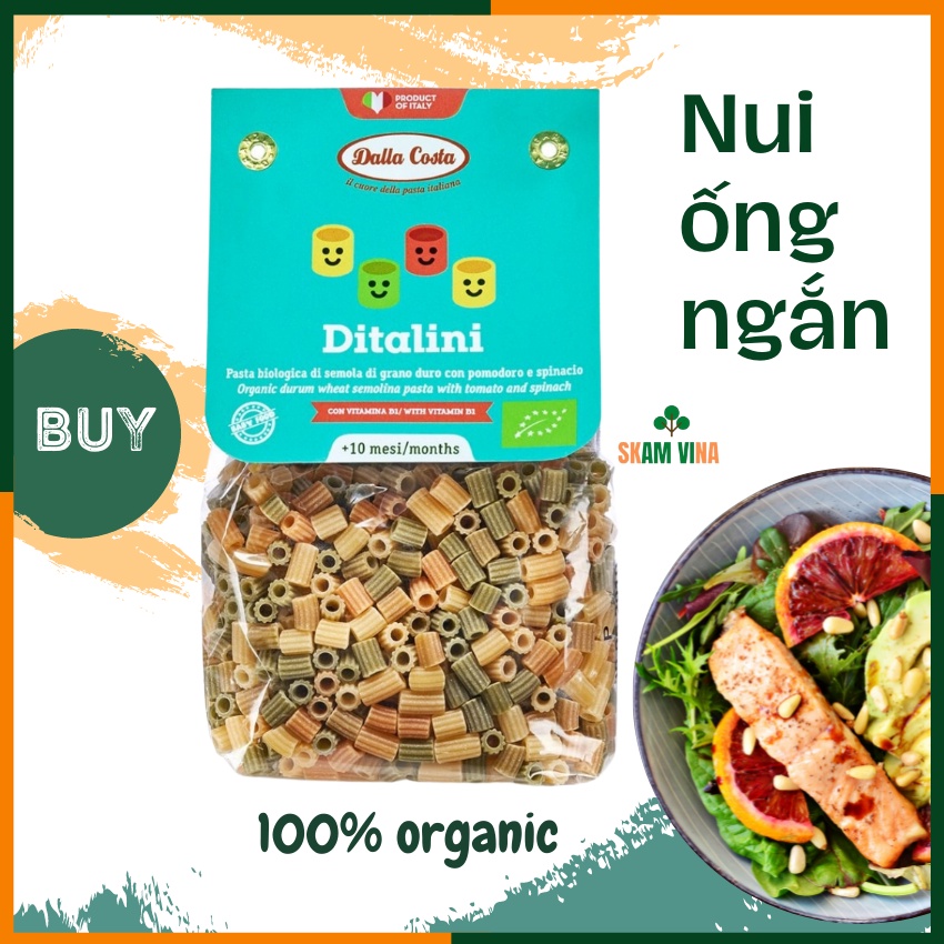 Nui Ống - Nui Sao Rau Củ Hữu Cơ Dalla Costa - Gói 200gr