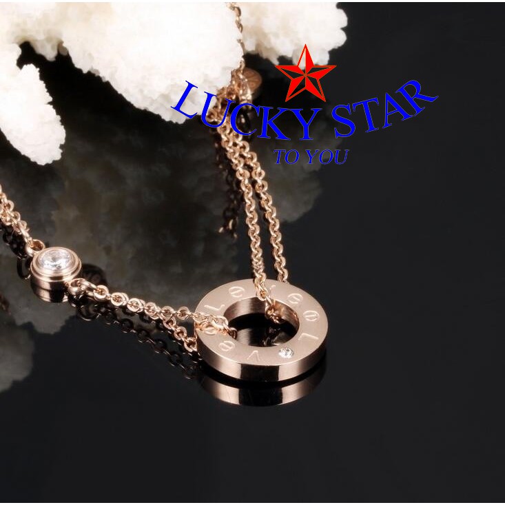 Lắc chân lồng vòng tròn khắc chữ love xinh xắn thời thượng