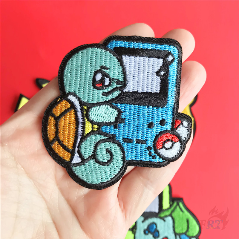 ☸ Miếng Dán Ủi Quần Áo Hình Pokemon GO - Game ☸ 1 Huy Hiệu Ủi Thêu Hình Pikachu / Charmander / Bulbasaur / Squirtle
