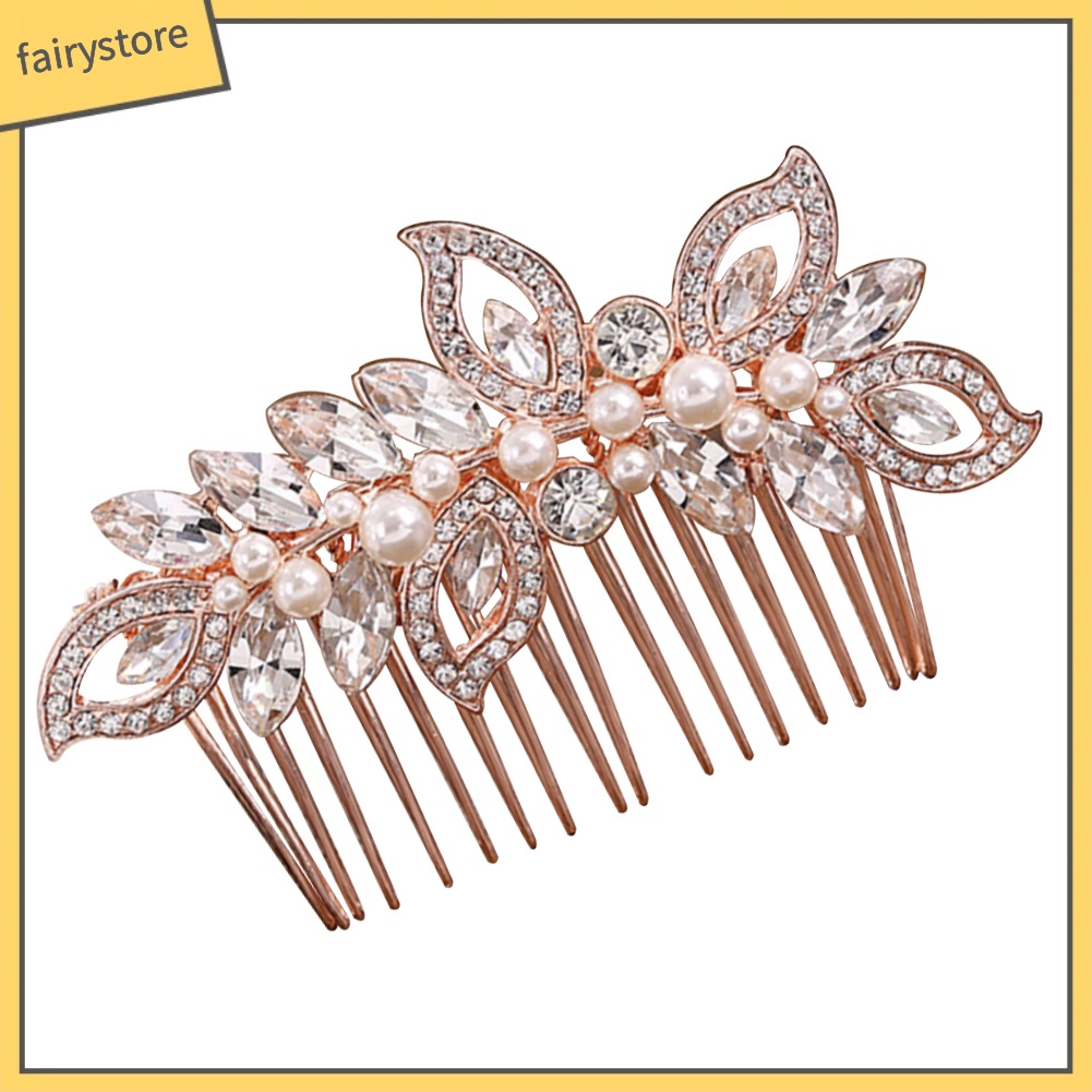 Trâm Cài Tóc Có Đính Đá &amp; Ngọc Trai Giả Cho Nữ