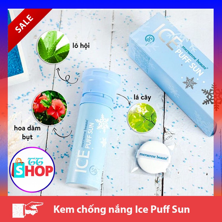 kem chống nắng ice sun xanh - Kem chống nắng Ice Puff Sun Mersenne Beaute pha lê tuyết Hàn Quốc | BigBuy360 - bigbuy360.vn