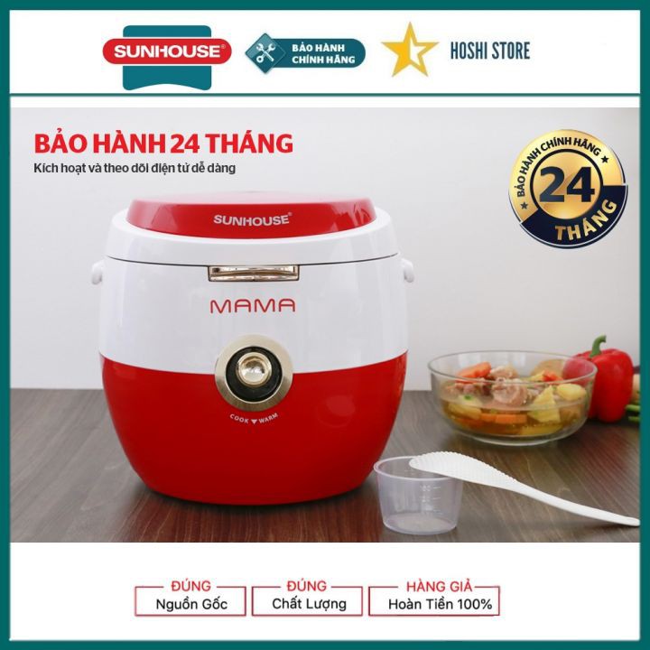 [Mã ELHADEV giảm 4% đơn 300K] NỒI CƠM ĐIỆN 1.8L SUNHOUSE MAMA SHD8661 ĐỎ TRẮNG, chất lượng Hàn Quốc, bảo hành 2 năm