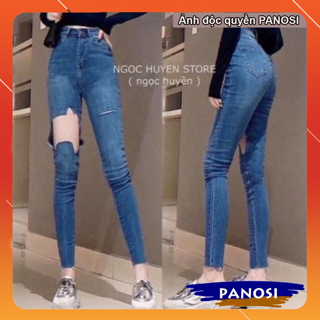 QUẦN JEANS ÔM CẠP CAO RÁCH GỐI TO HOT HIT Q445 PANOSI